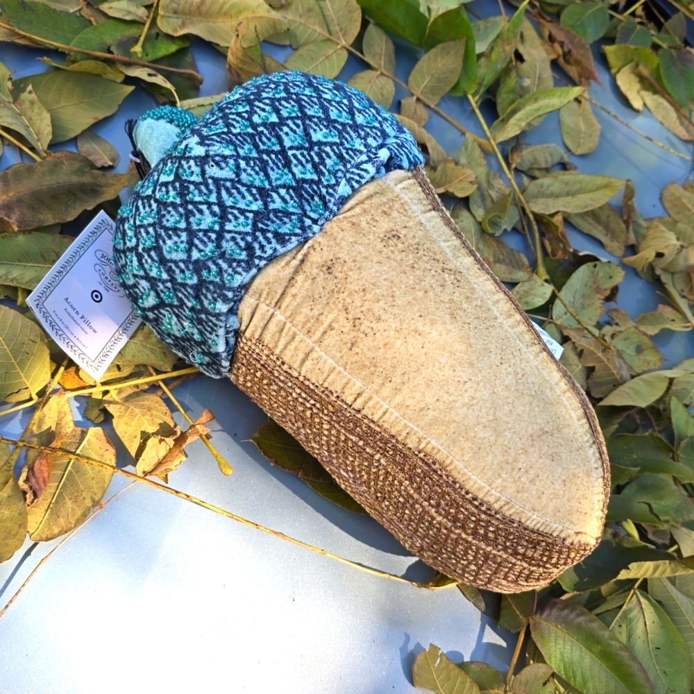John Derian Beaded Velvet  Acorn Pillow Whimsy Decor 2024